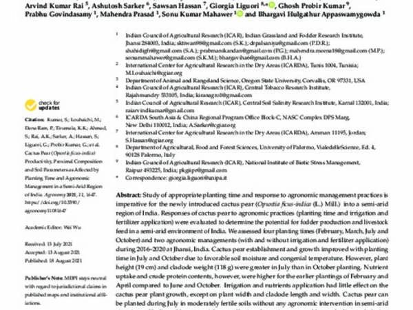 Cactus Pear (Opuntia ficus-indica) Productivity, Proximal Composition and Soil Parameters as Affected by Planting Time and Agronomic Management in a Semi-Arid Region of India