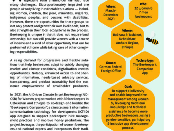 AI-Driven Climate Smart Beekeeping for Women | 2021 Project Report Brief