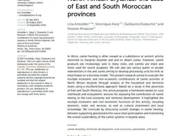 The economic contribution of camel-based livestock systems in North-African drylands: the case of East and South Moroccan provinces