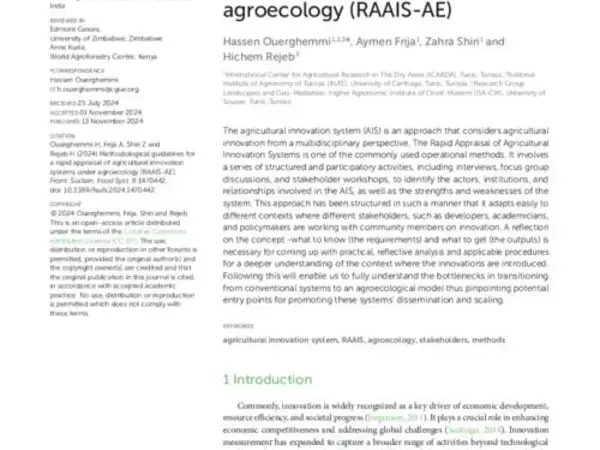Methodological guidelines for a rapid appraisal of agricultural innovation systems under agroecology (RAAIS-AE)