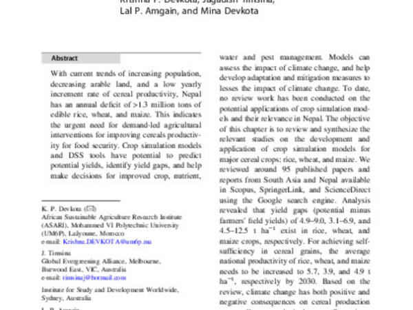 Potential of Crop Simulation Models to Increase Food and Nutrition Security Under a Changing Climate in Nepal