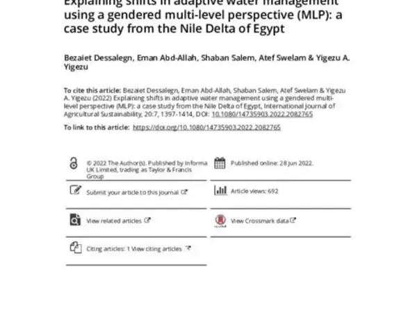 Explaining shifts in adaptive water management using a gendered multi-level perspective (MLP): a case study from the Nile Delta of Egypt