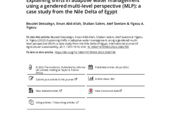 Explaining shifts in adaptive water management using a gendered multi-level perspective (MLP): a case study from the Nile Delta of Egypt