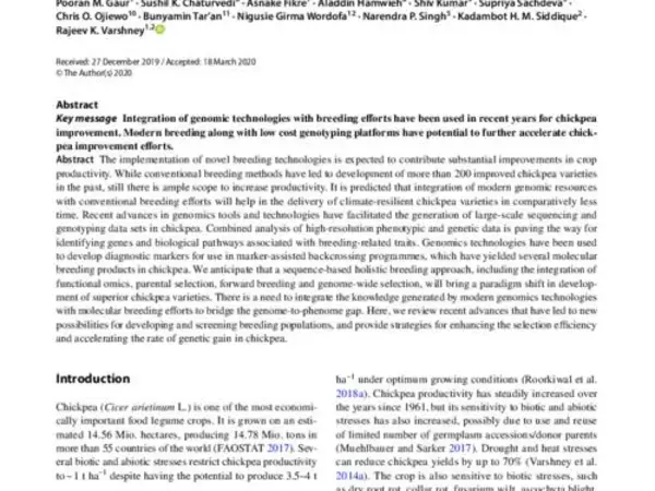 Integrating genomics for chickpea improvement: achievements and opportunities