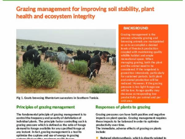 Managing rangelands: promoting sustainable rangeland management practices-Grazing management for improving soil stability, plant health and ecosystem integrity