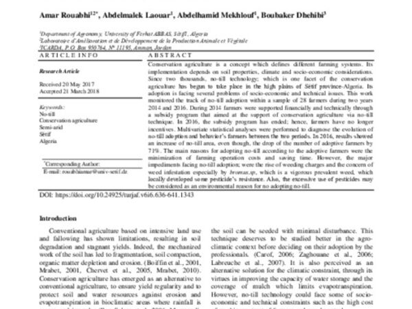 What Are The Factors Affecting No-Till Adoption In The Farming System Of Sétif Province In Algeria? 