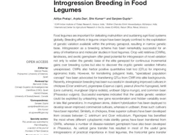 Current Perspectives on Introgression Breeding in Food Legumes