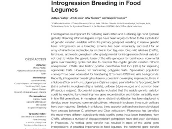 Current Perspectives on Introgression Breeding in Food Legumes