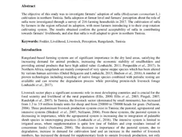 Farmers’ adoption of sulla (Hedysarum coronarium L.) cultivation as an alternative livestock feed