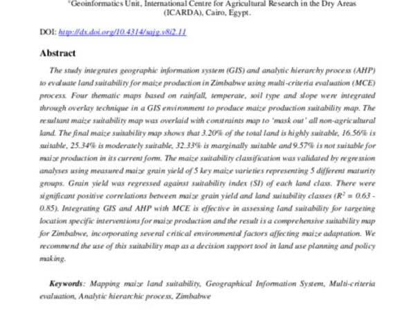 Mapping land suitability for maize (Zea mays L.) production using GIS and AHP technique in Zimbabwe