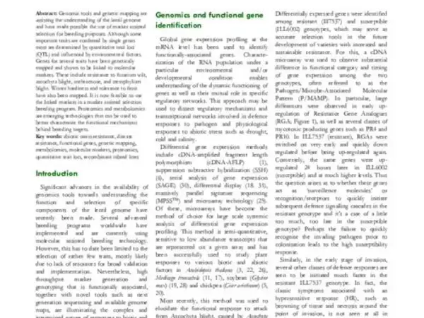 Biotechnology and gene mapping in lentil