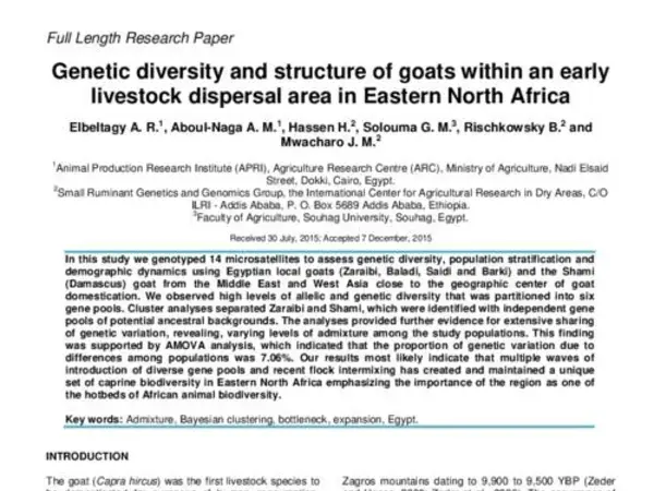 Genetic diversity and structure of goats within an early livestock dispersal area in Eastern North Africa