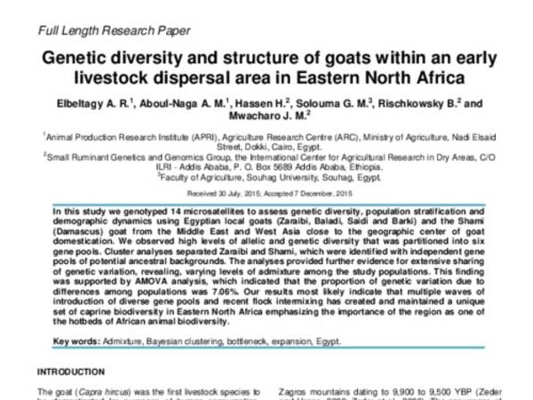 Genetic diversity and structure of goats within an early livestock dispersal area in Eastern North Africa