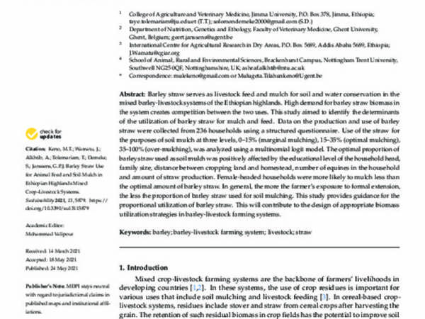 Barley Straw Use for Animal Feed and Soil Mulch in Ethiopian Highlands Mixed Crop-Livestock Systems