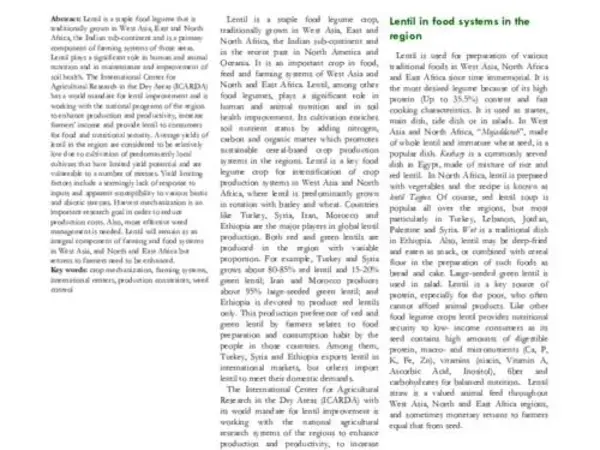 Lentils in production and food systems in West Asia and Africa