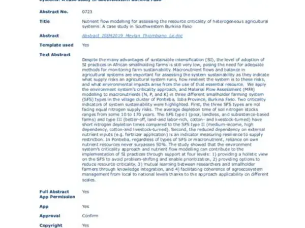 Nutrient flow modelling for assessing the resource criticality of heterogeneous agricultural systems: A case study in Southwestern Burkina Faso