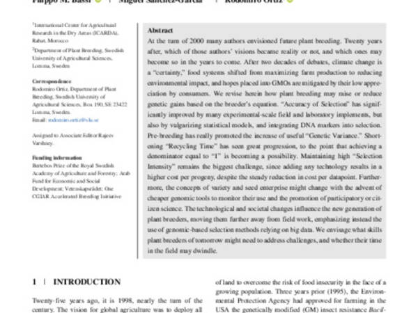 What plant breeding may (and may not) look like in 2050?