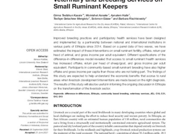 Welfare Impact of Community-Based Veterinary and Breeding Services on Small Ruminant Keepers