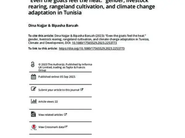 “Even the goats feel the heat:” gender, livestock rearing, rangeland cultivation, and climate change adaptation in Tunisia