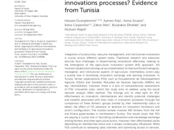 Are farmer organizations effective intermediaries and facilitators of agricultural innovations processes? Evidence from Tunisia