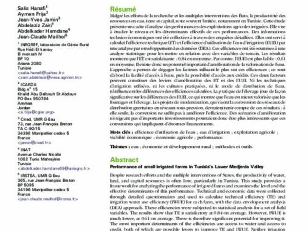 Les performances des petites exploitations irriguées de la basse vallée de la Medjerda en Tunisie