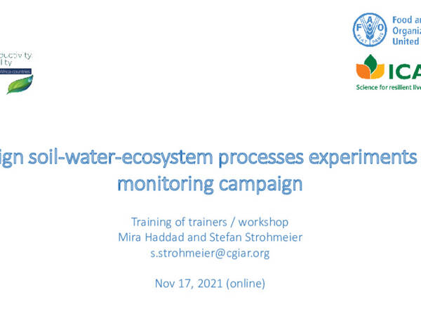 Design soil-water-ecosystem processes experiments and monitoring campaign 