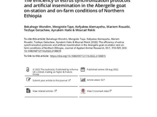 The efficiency of estrus synchronization protocols and artificial insemination in the Abergelle goat on-station and on-farm conditions of Northern Ethiopia