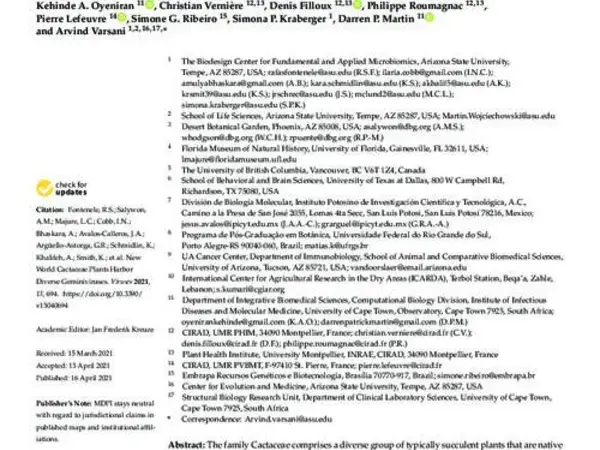 New World Cactaceae Plants Harbor Diverse Geminiviruses