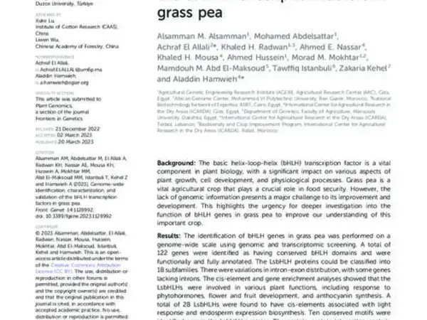 Genome-wide identification, characterization, and validation of the bHLH transcription factors in grass pea