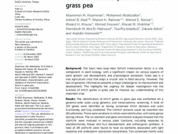 Genome-wide identification, characterization, and validation of the bHLH transcription factors in grass pea