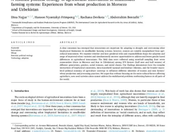 A feminist political ecology of agricultural innovations in smallholder farming systems: Experiences from wheat production in Morocco and Uzbekistan
