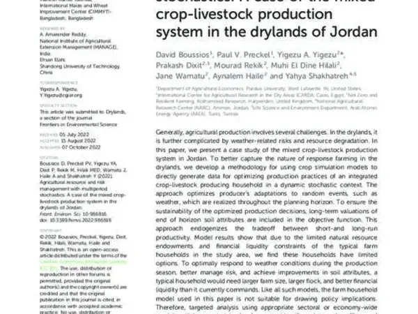 Agricultural resource and risk management with multiperiod stochastics: A case of the mixed crop-livestock production system in the drylands of Jordan