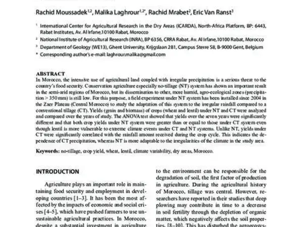 Crop Yields under Climate Variability and No-Tillage System in Dry Areas of Morocco