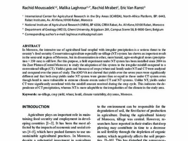 Crop Yields under Climate Variability and No-Tillage System in Dry Areas of Morocco