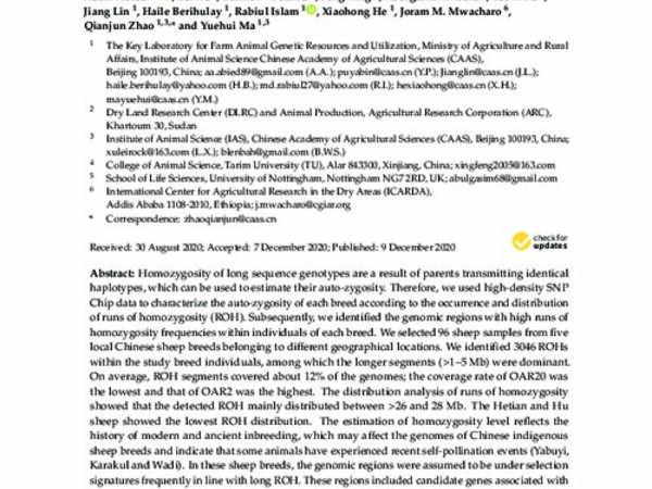 Genome-Wide Analysis Revealed Homozygosity and Demographic History of Five Chinese Sheep Breeds Adapted to Dierent Environments