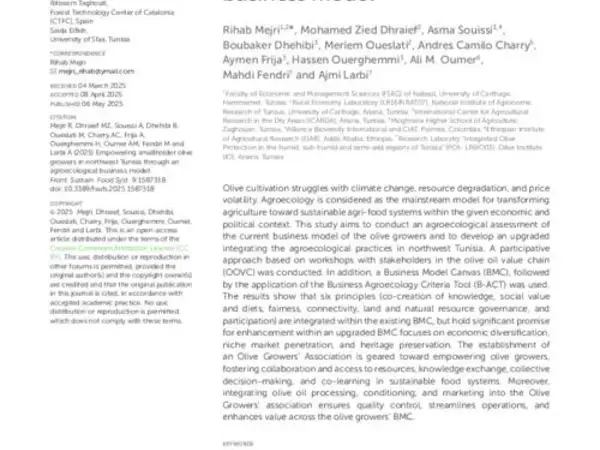 Empowering smallholder olive growers in northwest Tunisia through an agroecological business model