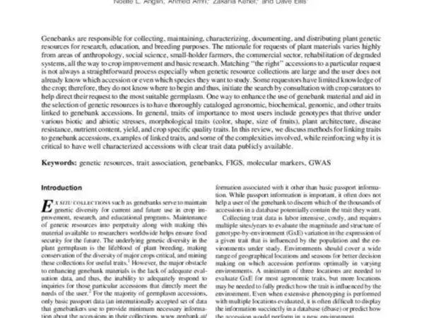 A Case of Need: Linking Traits to Genebank Accessions