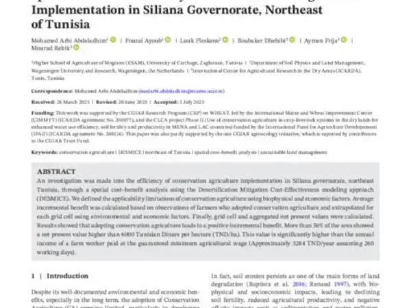 Spatial Cost–Benefit Analysis of Conservation Agriculture Implementation in Siliana Governorate, Northeast of Tunisia