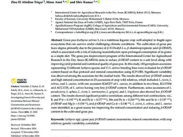 Investigating Genetic Diversity and Correlations Between Mineral Concentration and Neurotoxin (β-ODAP) Content in the Lathyrus Genus