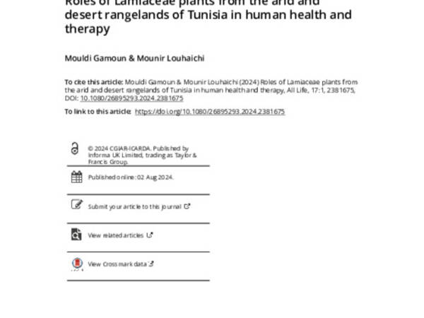 Roles of Lamiaceae plants from the arid and desert rangelands of Tunisia inhuman health and therapy