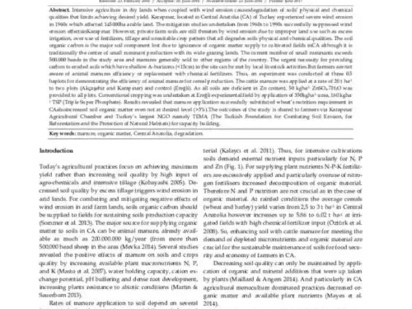 Effect of animal manure on decreasing chemical fertilzer use in degraded farm fields in semiarid region of Central Turkey