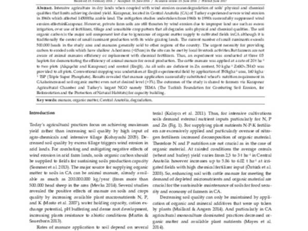 Effect of animal manure on decreasing chemical fertilzer use in degraded farm fields in semiarid region of Central Turkey