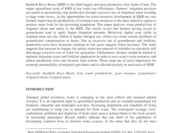 Water Productivity of Irrigated Wheat and Maize in the Karkheh River Basin of Iran