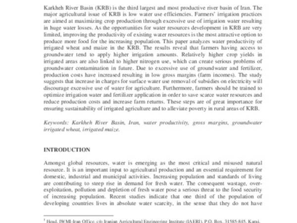 Water Productivity of Irrigated Wheat and Maize in the Karkheh River Basin of Iran