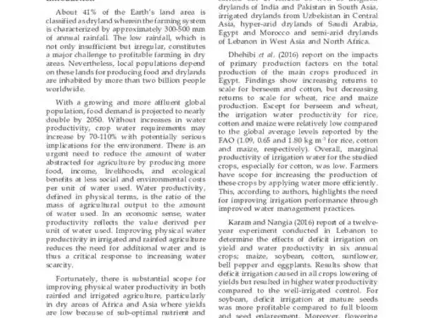 Editorial: Improving Water Productivity in Dry Areas