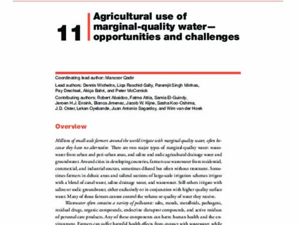 Agricultural use of marginal - quality water - opportunities and challenges