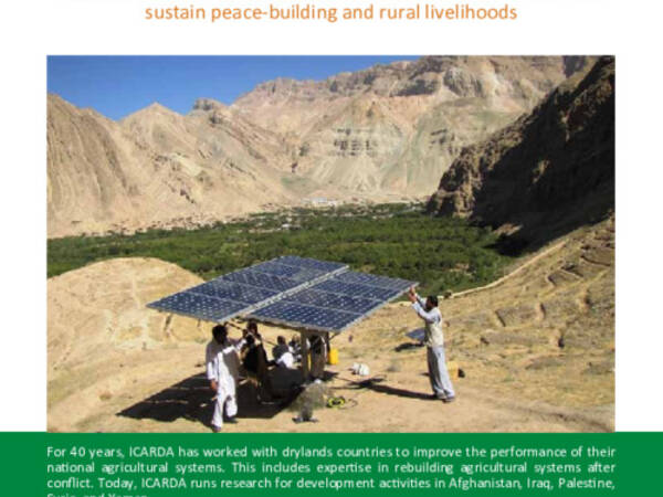 Post-conflict rebuilding of food & agricultural systems: Agricultural know-how, technologies and capacity development sustain peace-building and rural livelihoods 