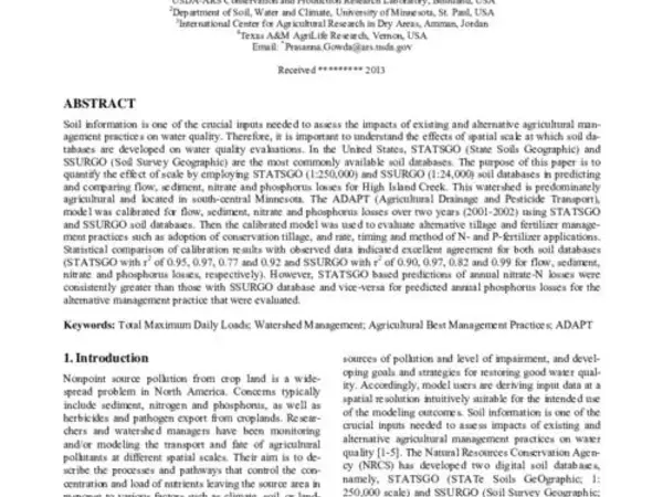 Scale Effects of STATSGO and SSURGO on Flow and Water Quality Predictions