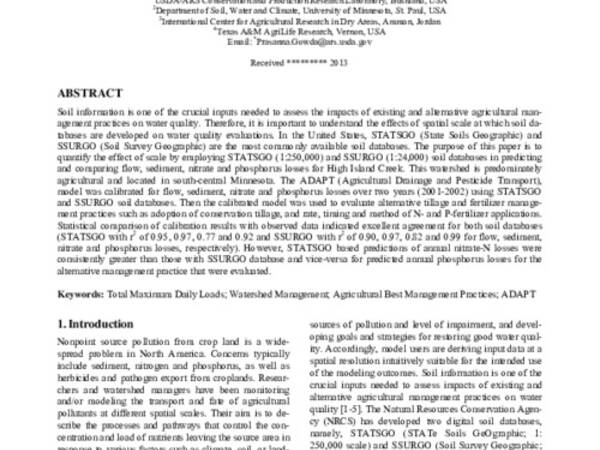 Scale Effects of STATSGO and SSURGO on Flow and Water Quality Predictions