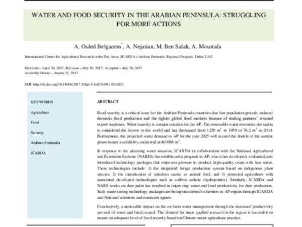  Water and Food Security in the Arabian Peninsula: Struggling for more actions            